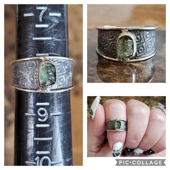 Genuine Czech Moldavite Ring Size 8 - Picture 8 of 8